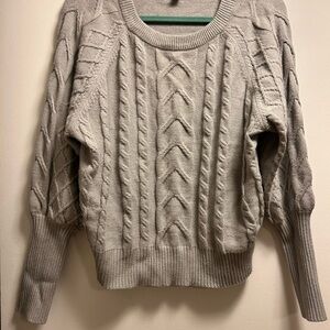Premise Light Gray Cable Knit Sweater